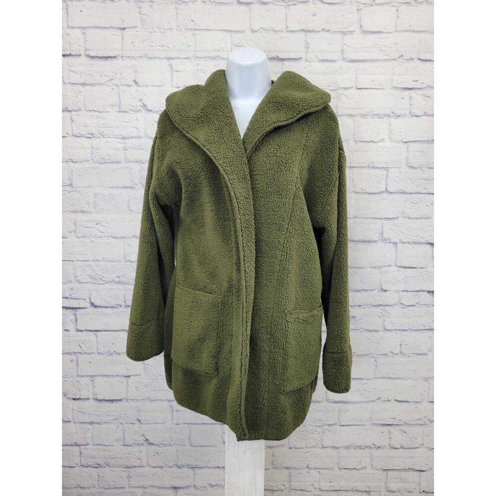 XSMALL OLIVE A451834 Koolaburra by UGG Sherpa Fleece Shawl Collar Cardigan